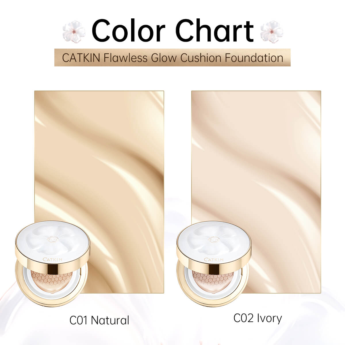 CATKIN Flawless Glow Long Lasting Cushion Foundation Skin Nourishing & Makeup 2 In 1 Natural Finish