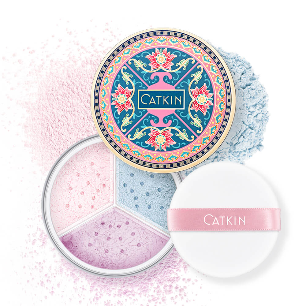 CATKIN Tri-color Lotus Loose Setting Powder Oil control Even Out Discoloration Matte Finish Face Makeup Long Lasting Longwear