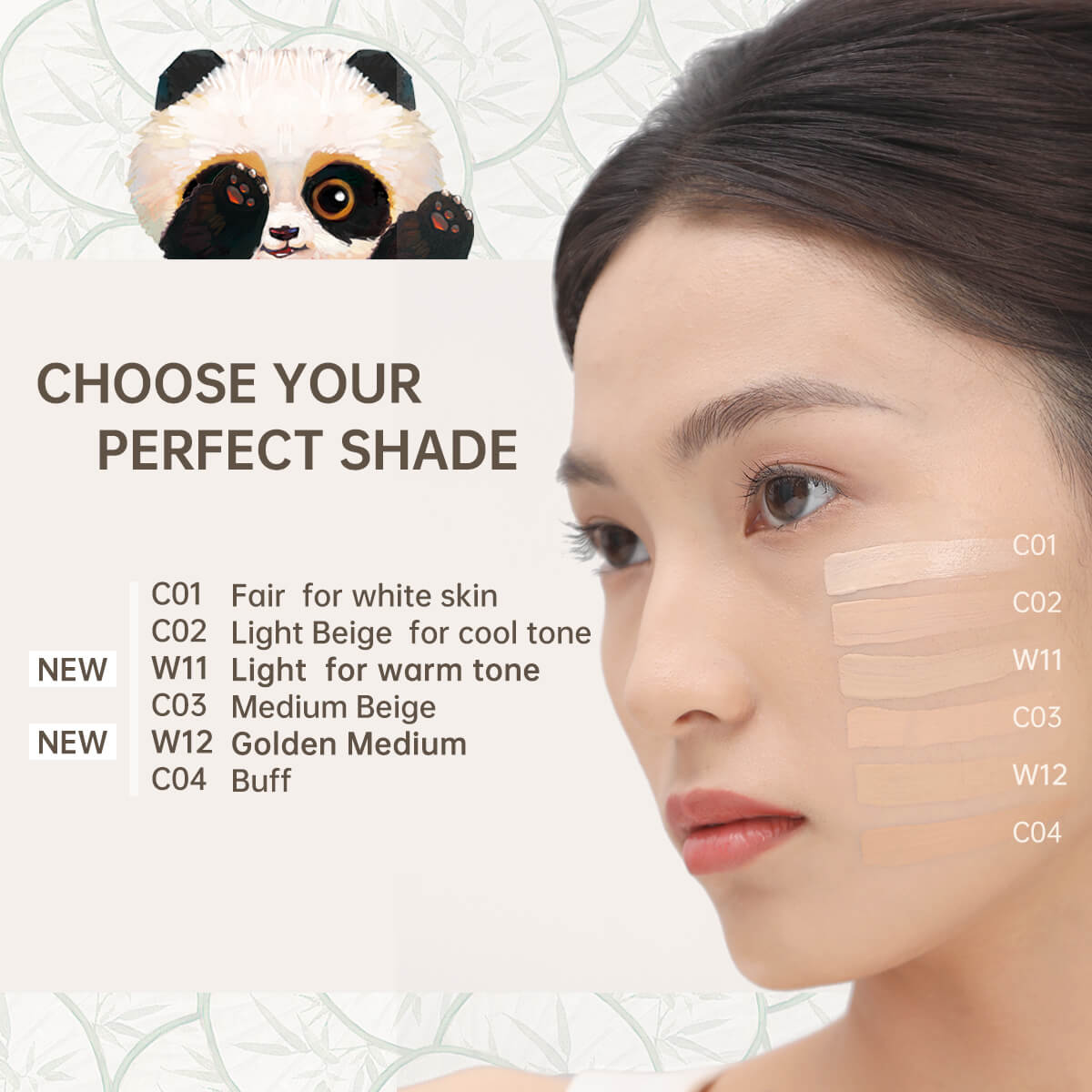 CATKIN Panda Land Coverage Light Weight Cushion Foundation BB Cream Waterproof Long Lasting Makeup Skin Nourishing Hyaluronic Acid Foundation