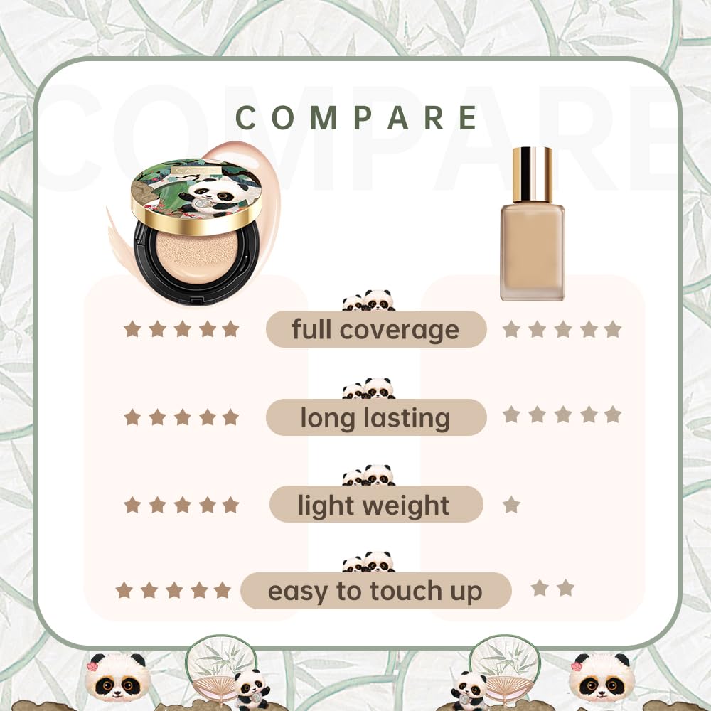 CATKIN Panda Land Coverage Light Weight Cushion Foundation BB Cream Waterproof Long Lasting Makeup Skin Nourishing Hyaluronic Acid Foundation