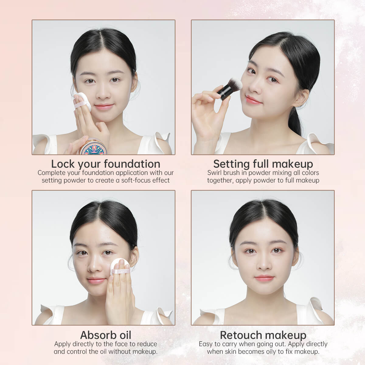 CATKIN Tri-color Lotus Loose Setting Powder Oil control Even Out Discoloration Matte Finish Face Makeup Long Lasting Longwear