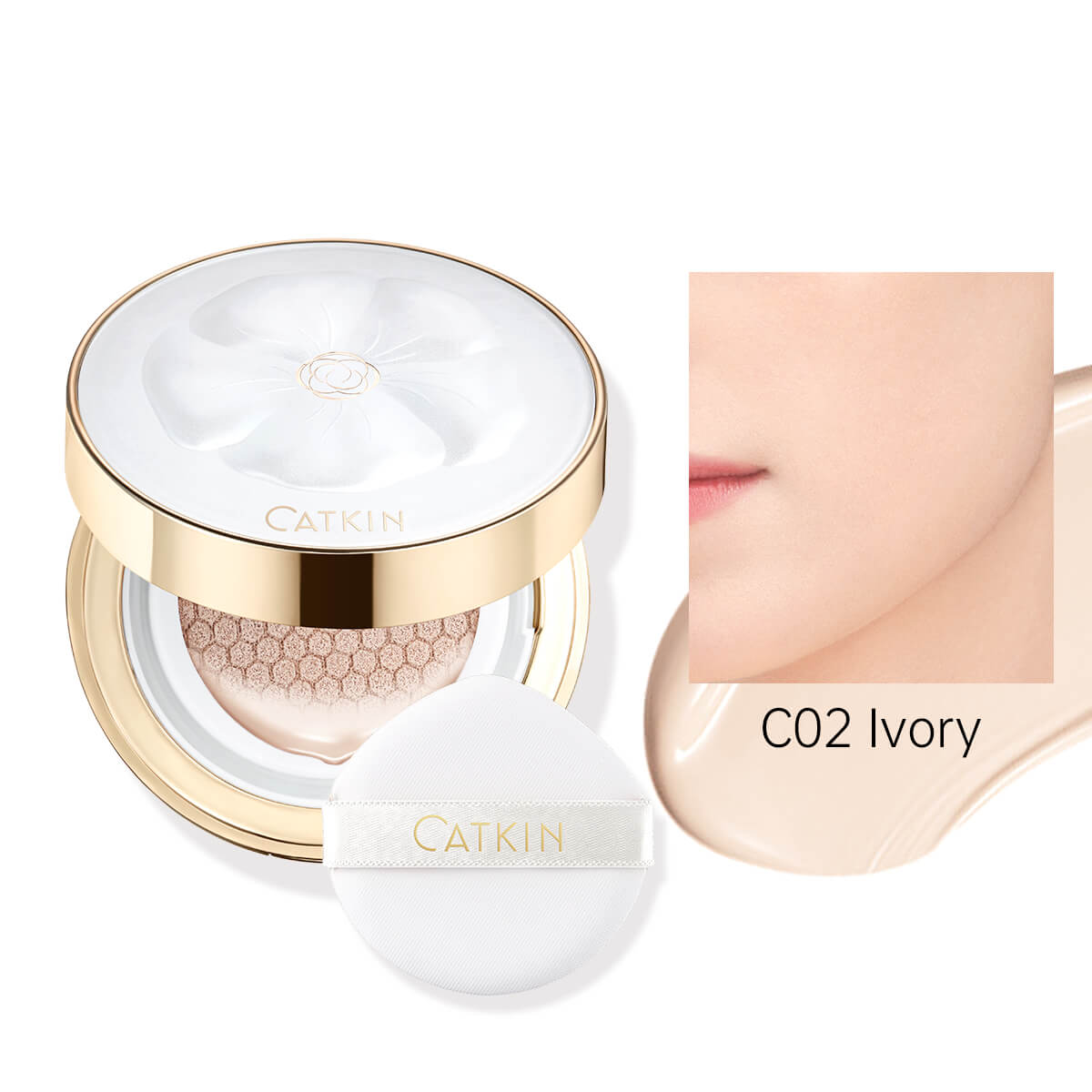 CATKIN Flawless Glow Long Lasting Cushion Foundation Skin Nourishing & Makeup 2 In 1 Natural Finish