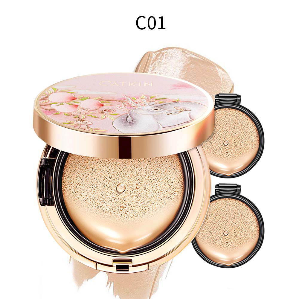 CATKIN Blossom BB Cream Air Cushion Foundation Natural Matte Finish Skin-Friendly Lightweight Long-Lasting Foundation