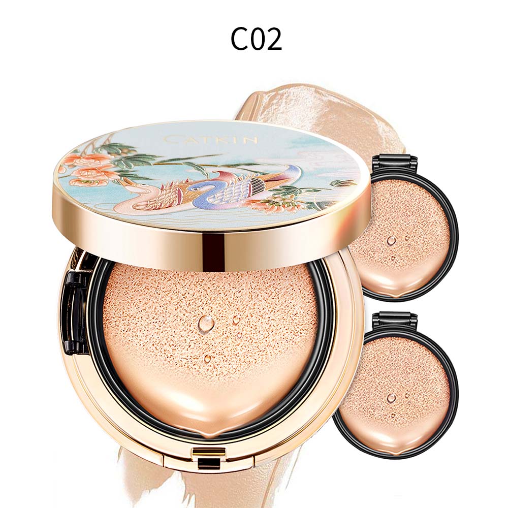 CATKIN Blossom BB Cream Air Cushion Foundation Natural Matte Finish Skin-Friendly Lightweight Long-Lasting Foundation
