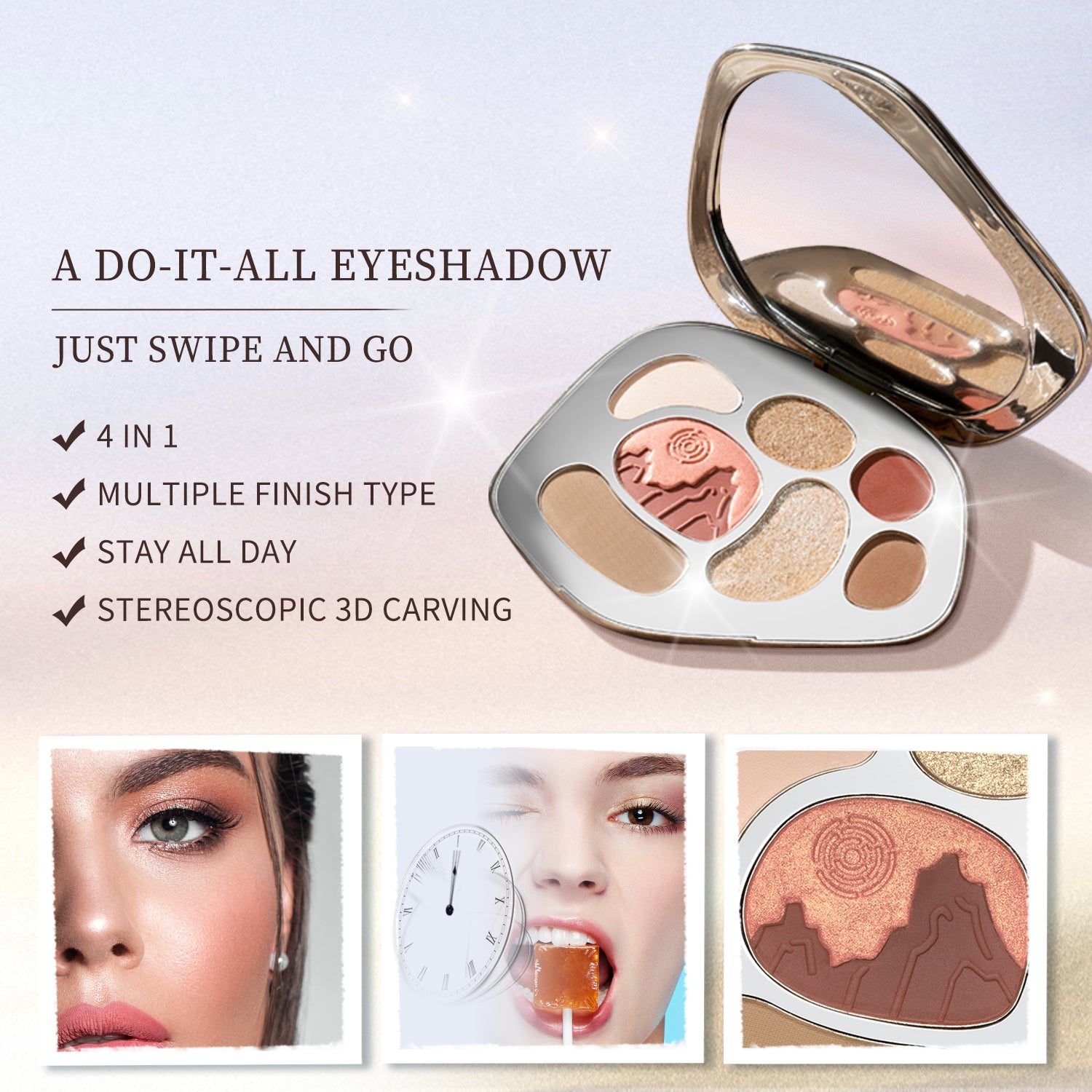 CATKIN Fairy Tales 4-in-1 Multi-function Makeup Palette C01 Eyeshadow Highlighter Blush Bronzer Full Face Makeup Palette