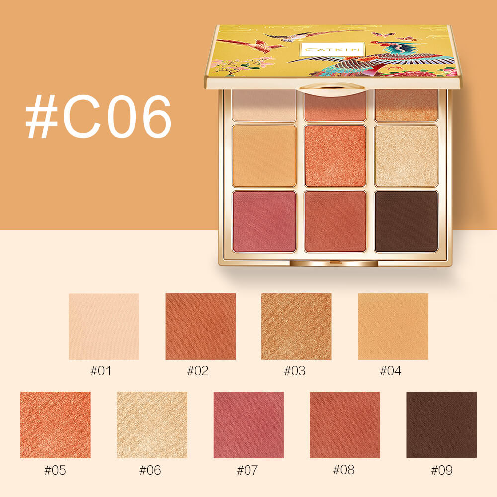 Catkin Phoenix Eyeshadow Palette C06 Highly Pigmented Eye Makeup Palette, Matte Shimmer Orange Yellow Eyeshadow