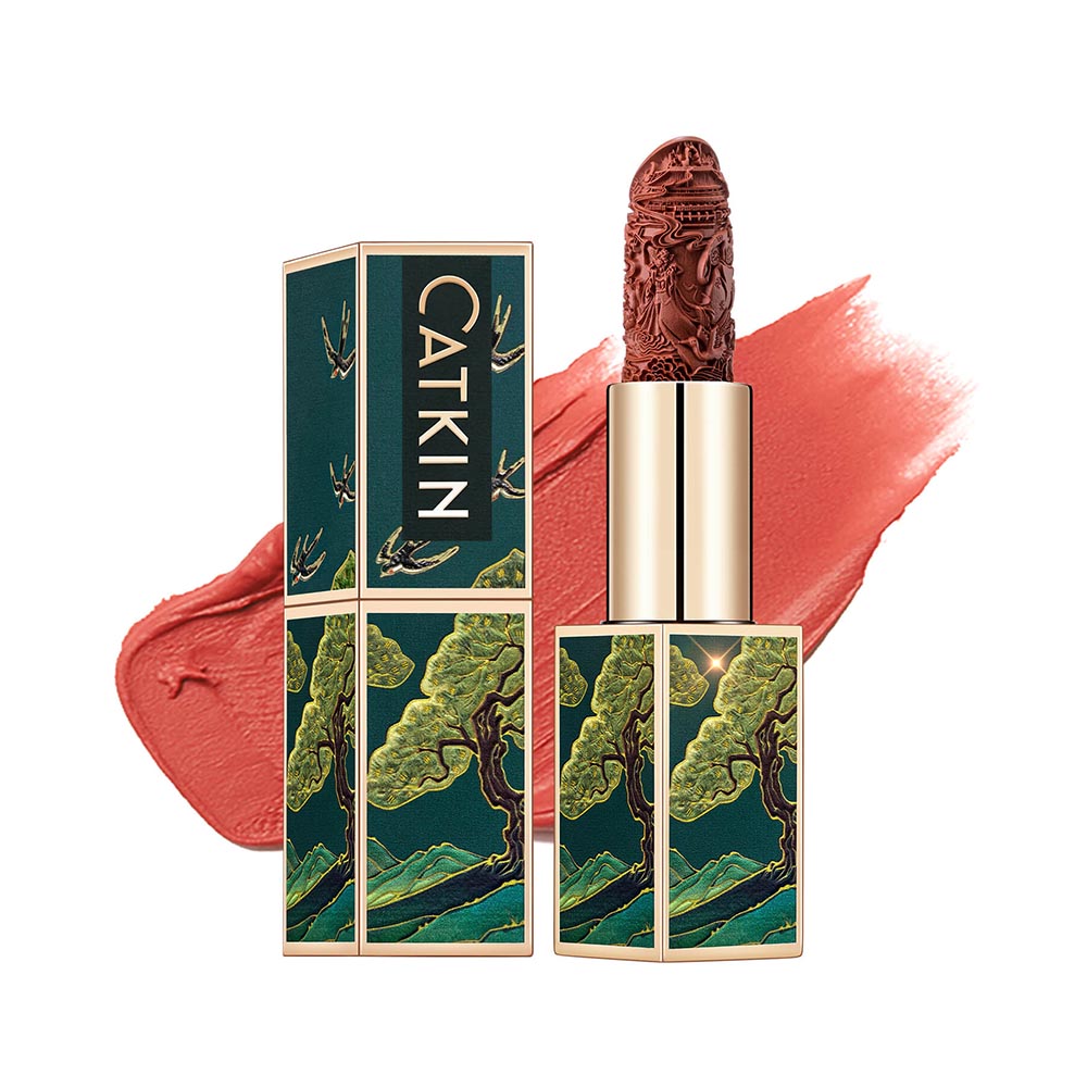 Catkin Rouge Carving Lipstick Red Bean CO137 Long-Lasting Waterproof Longwear Matte Lipstick Glitter Lipstick