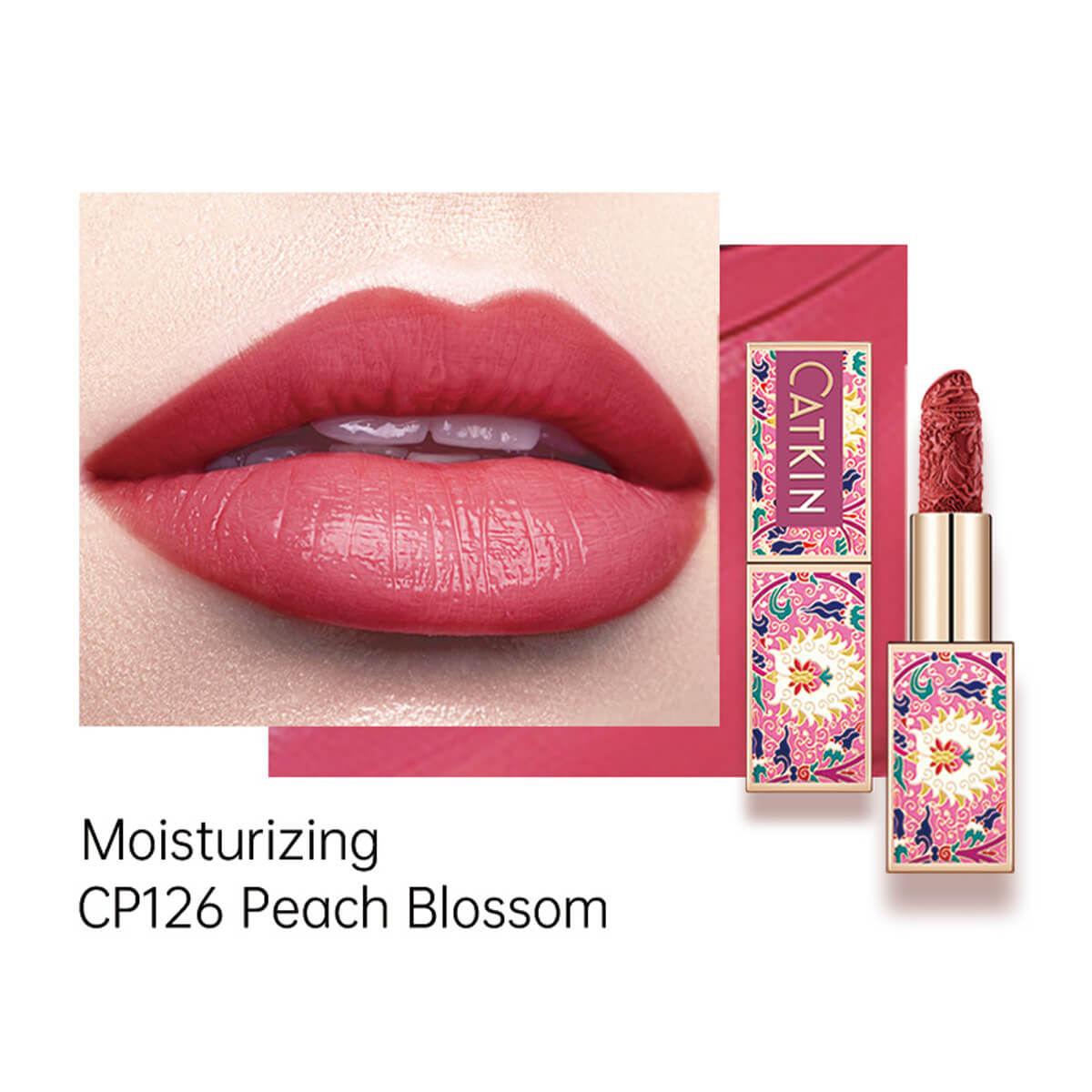 Catkin Rouge Carving Lipsticks Matte Finish Lipstick Moisturizing Long Lasting Smooth Nude Red Lipstick