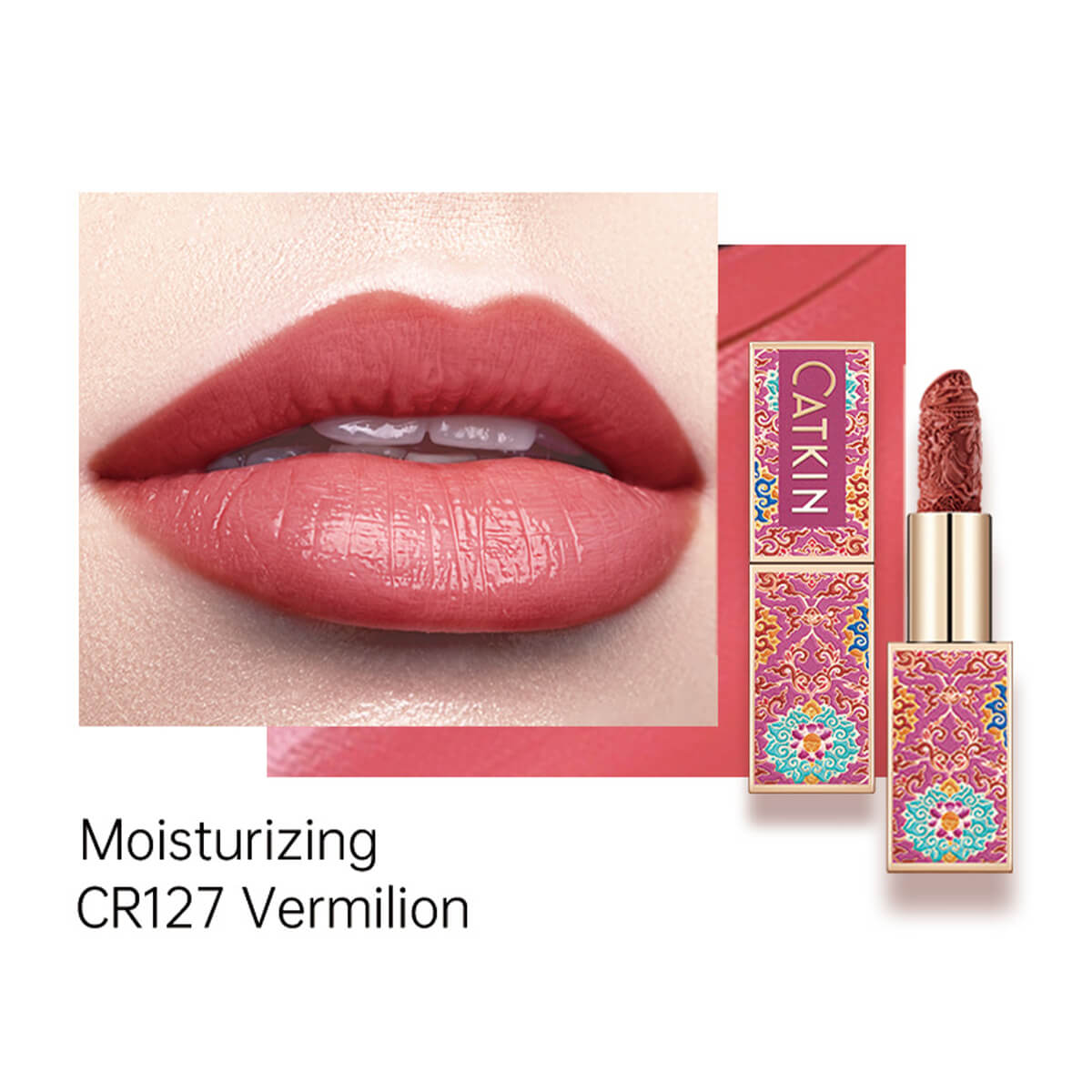 Catkin Rouge Carving Lipsticks Matte Finish Lipstick Moisturizing Long Lasting Smooth Nude Red Lipstick