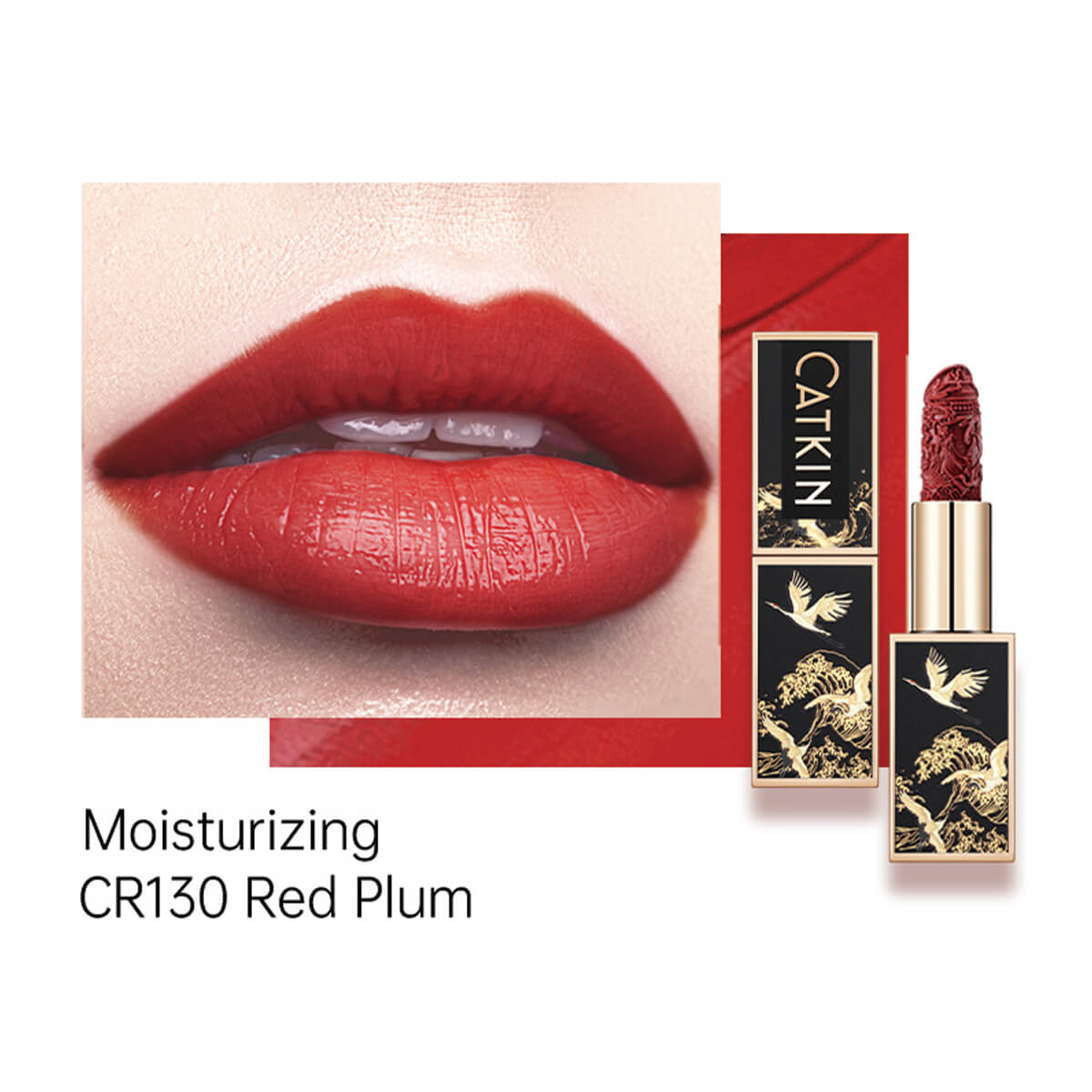 Catkin Rouge Carving Lipsticks Matte Finish Lipstick Moisturizing Long Lasting Smooth Nude Red Lipstick