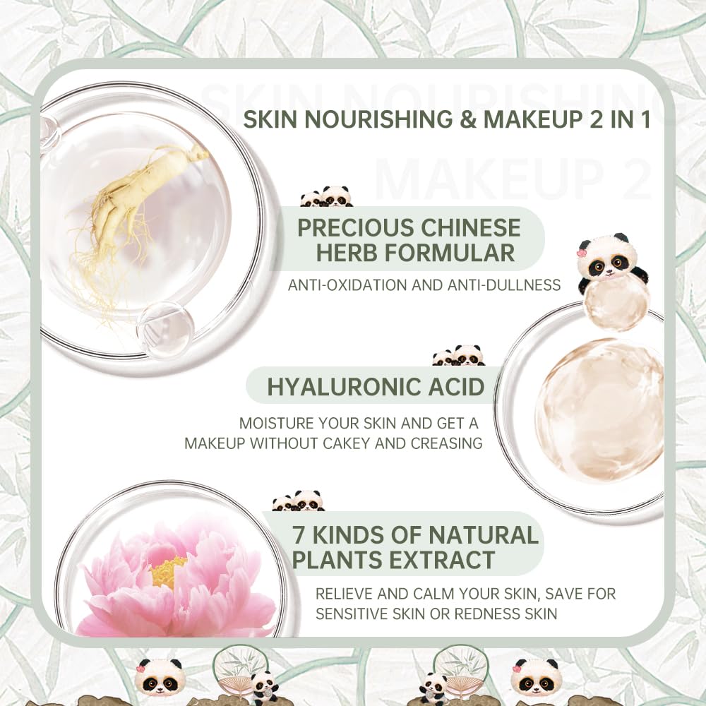 CATKIN Panda Land Coverage Light Weight Cushion Foundation BB Cream Waterproof Long Lasting Makeup Skin Nourishing Hyaluronic Acid Foundation