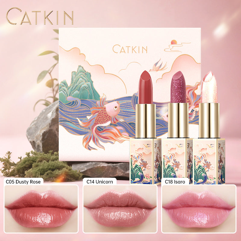CATKIN Lip Care Gift Set 3pcs Lip Balms Color Change Lip Gloss