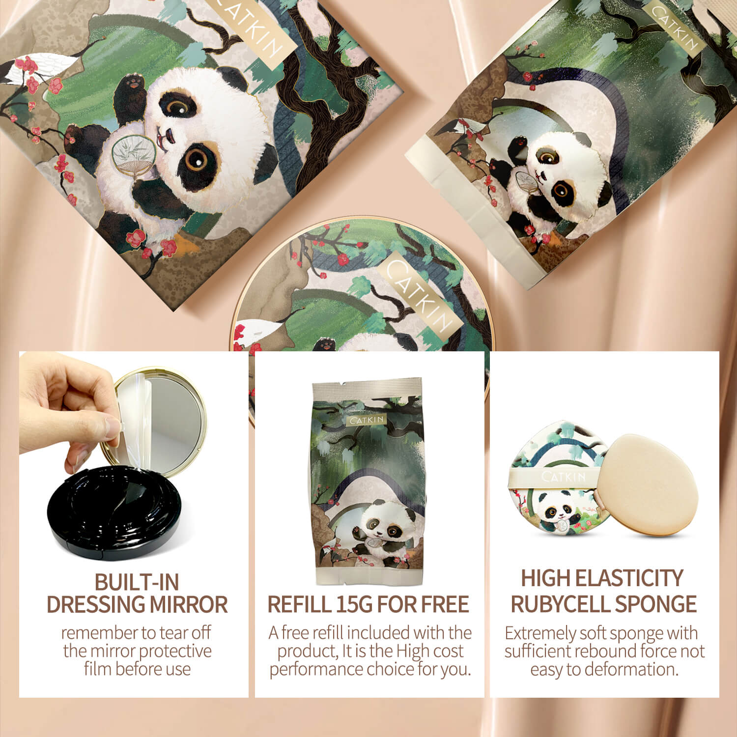 CATKIN Panda Land Coverage Cushion BB Cream Full Coverage Long-wearing Foundation