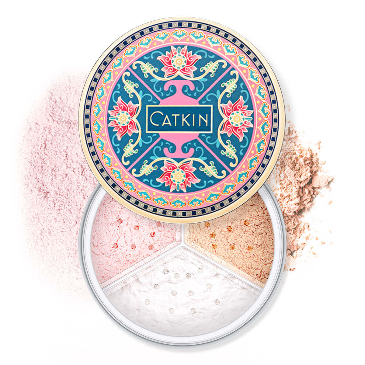 CATKIN Tri-color Lotus Loose Setting Powder Oil control Even Out Discoloration Matte Finish Face Makeup Long Lasting Longwear