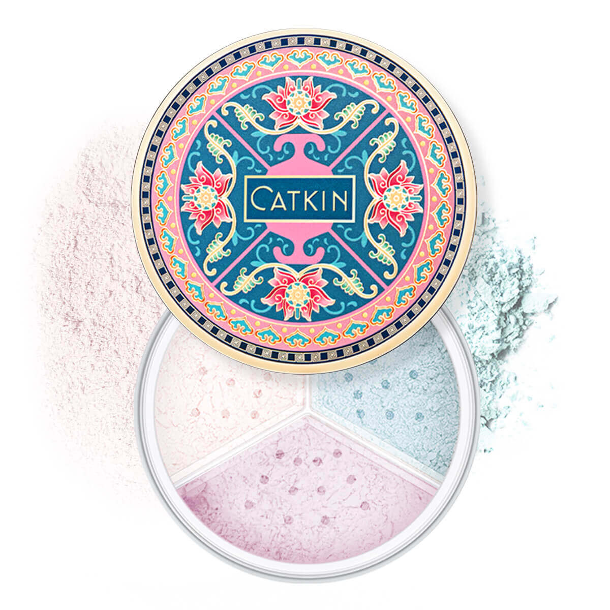 CATKIN Tri-color Lotus Loose Setting Powder Oil control Even Out Discoloration Matte Finish Face Makeup Long Lasting Longwear