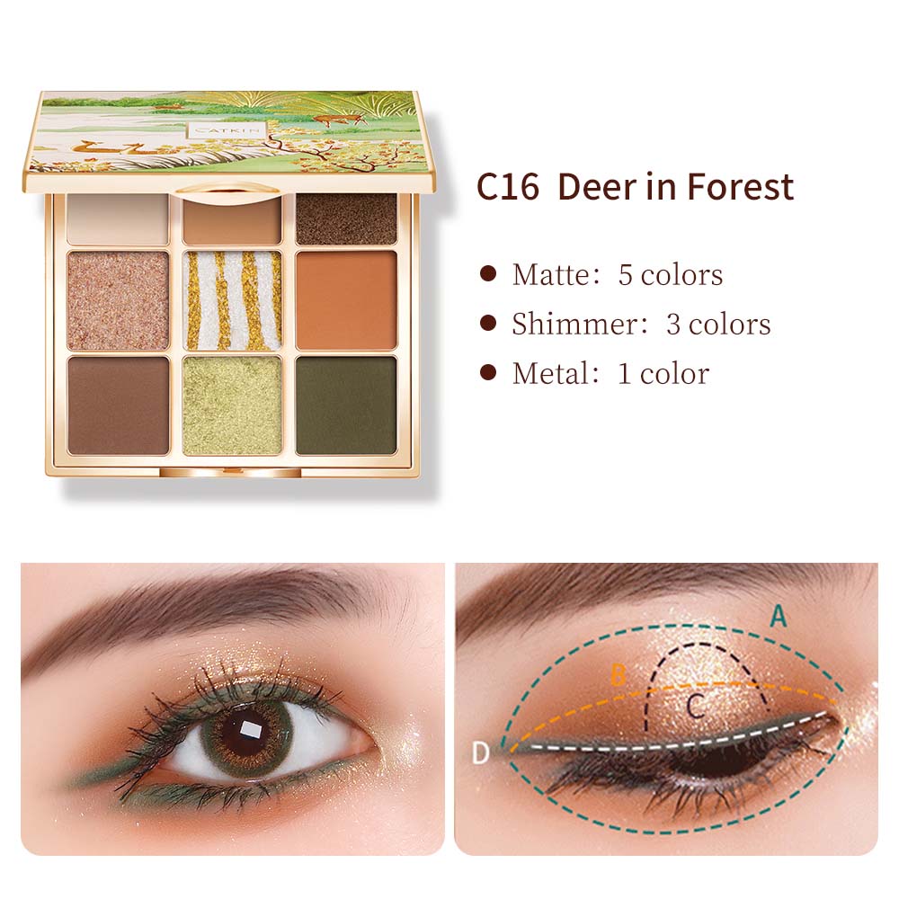 CATKIN Deer in Forest 9 Colors Matte Shimmer Eyeshadow Palette Highly Pigmented Eyeshadows