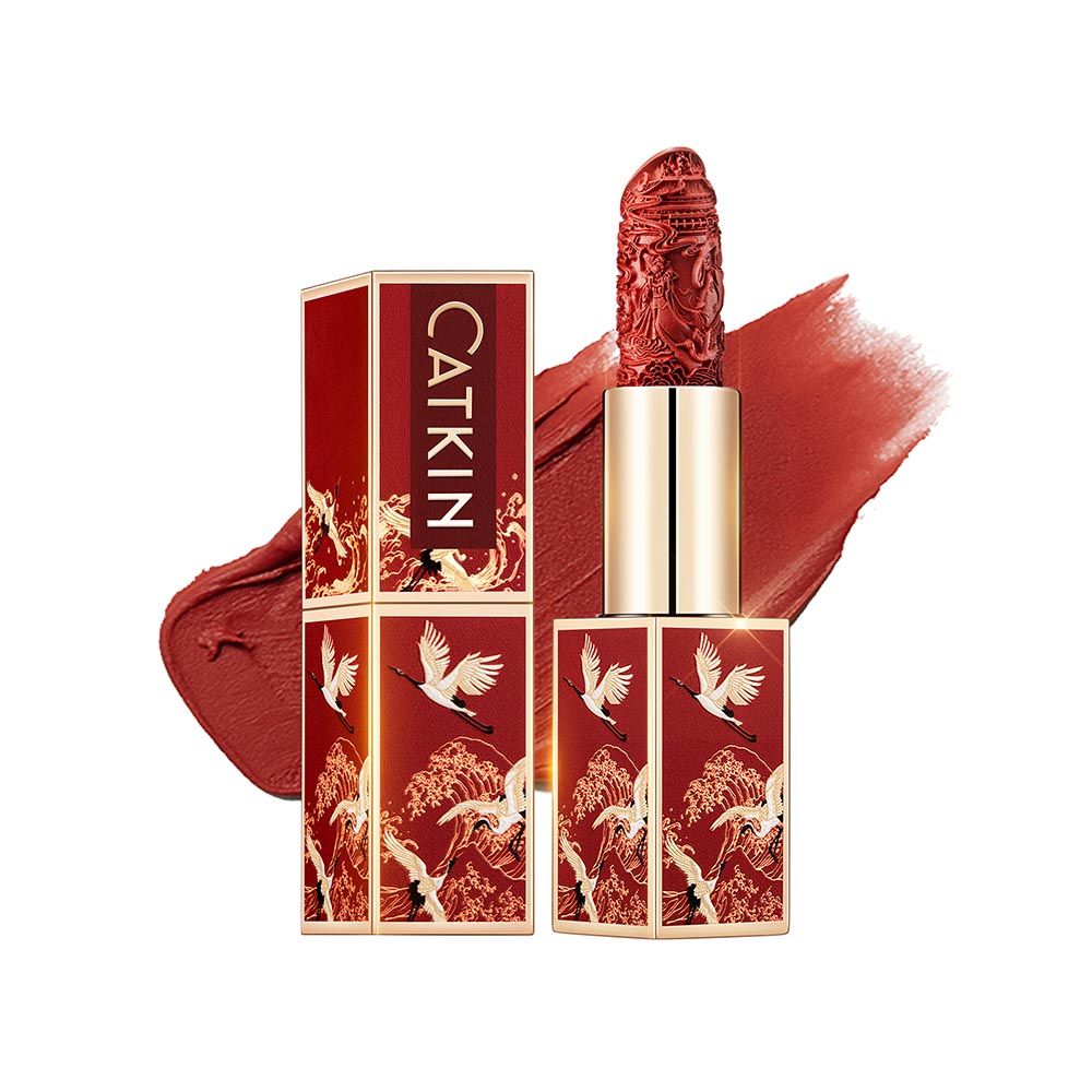 Catkin Rouge Carving Lipsticks Matte Finish Lipstick Moisturizing Long Lasting Smooth Nude Red Lipstick