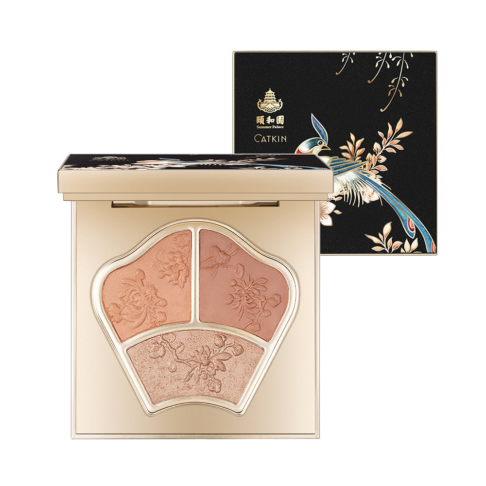 Catkin X Summer Palace Trio Shades Highlighter Cheek Blush Bronzer Matte Shimmering Shades Pink Rose Cherry Blush Natural-Looking Blush