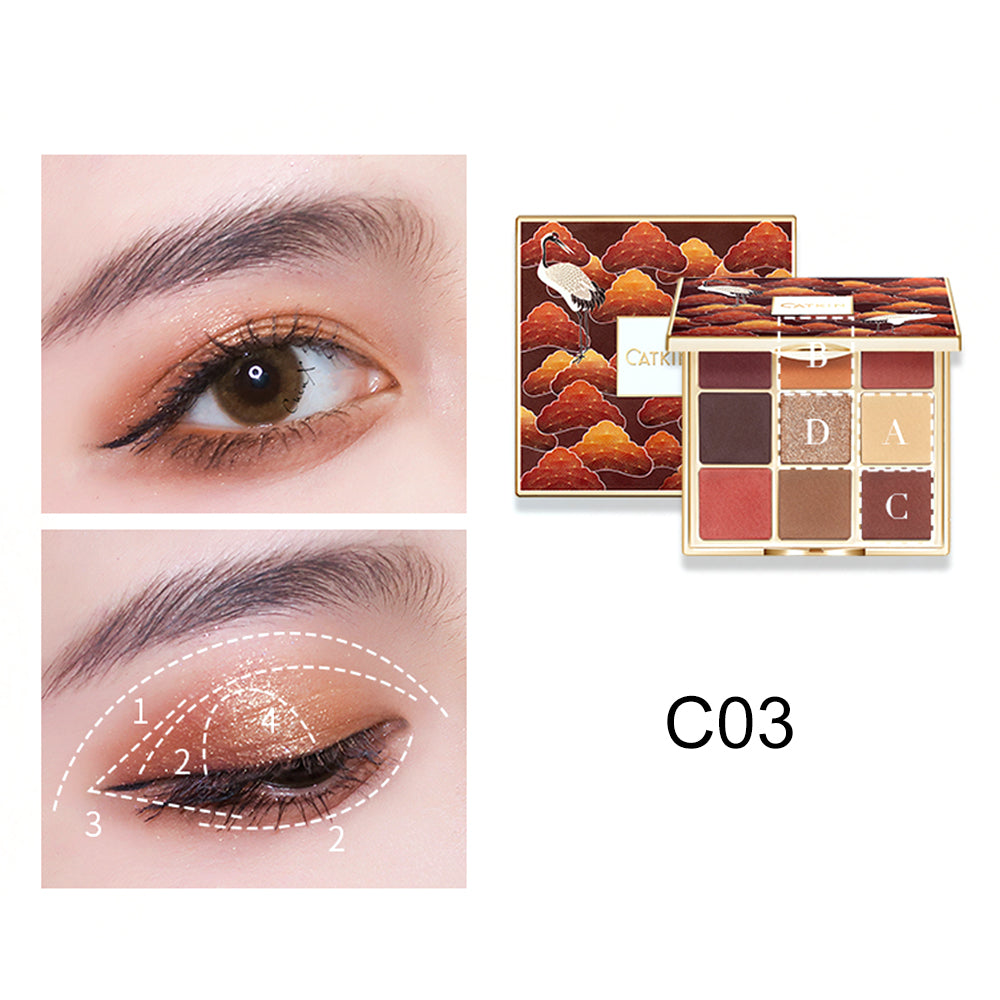 Catkin Autumn Moonlight 9 Colors Eyeshadow Palette C03 Colorful Eyeshadow Looks Brown Neutrals Sparkle Eyeshadow