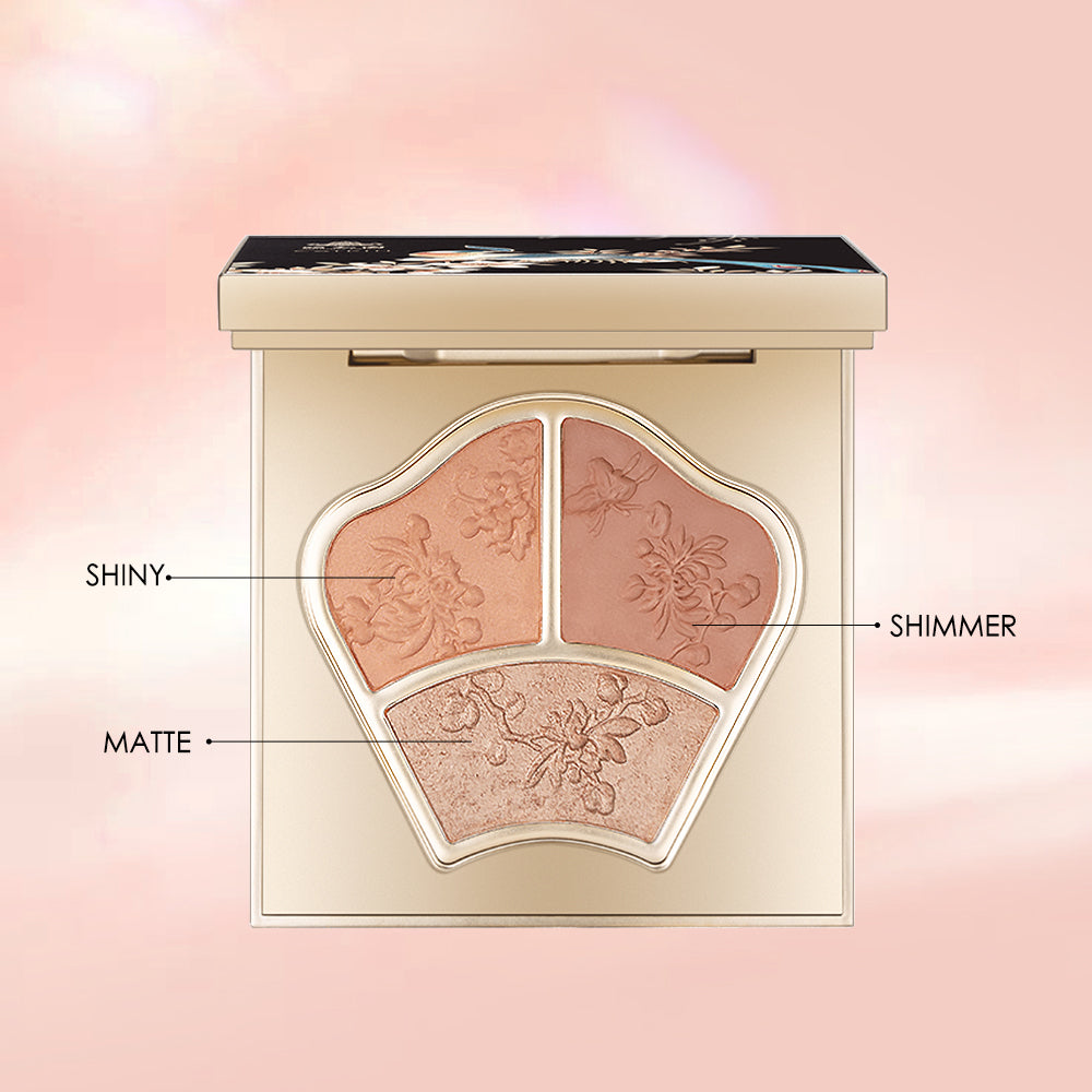 Catkin X Summer Palace Trio Shades Highlighter Cheek Blush Bronzer Matte Shimmering Shades Pink Rose Cherry Blush Natural-Looking Blush