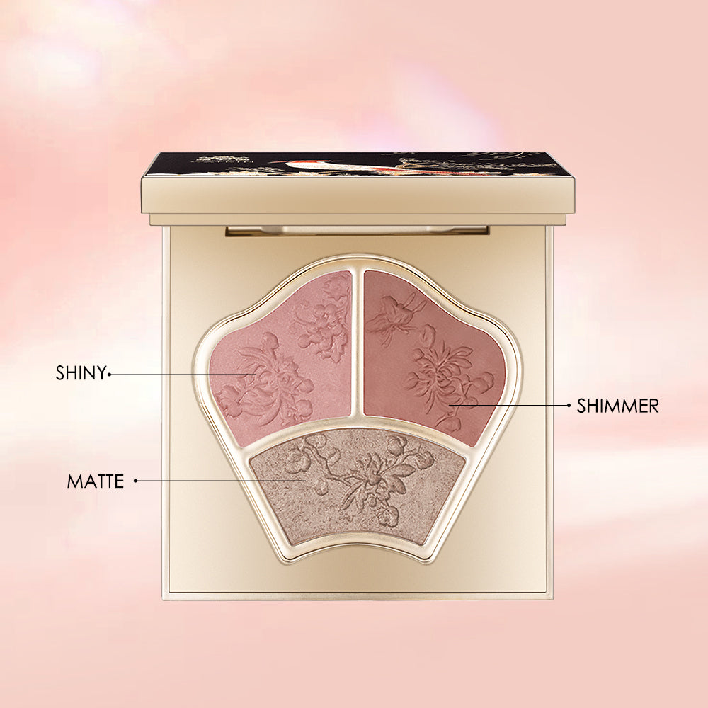 Catkin X Summer Palace Trio Shades Highlighter Cheek Blush Bronzer Matte Shimmering Shades Pink Rose Cherry Blush Natural-Looking Blush