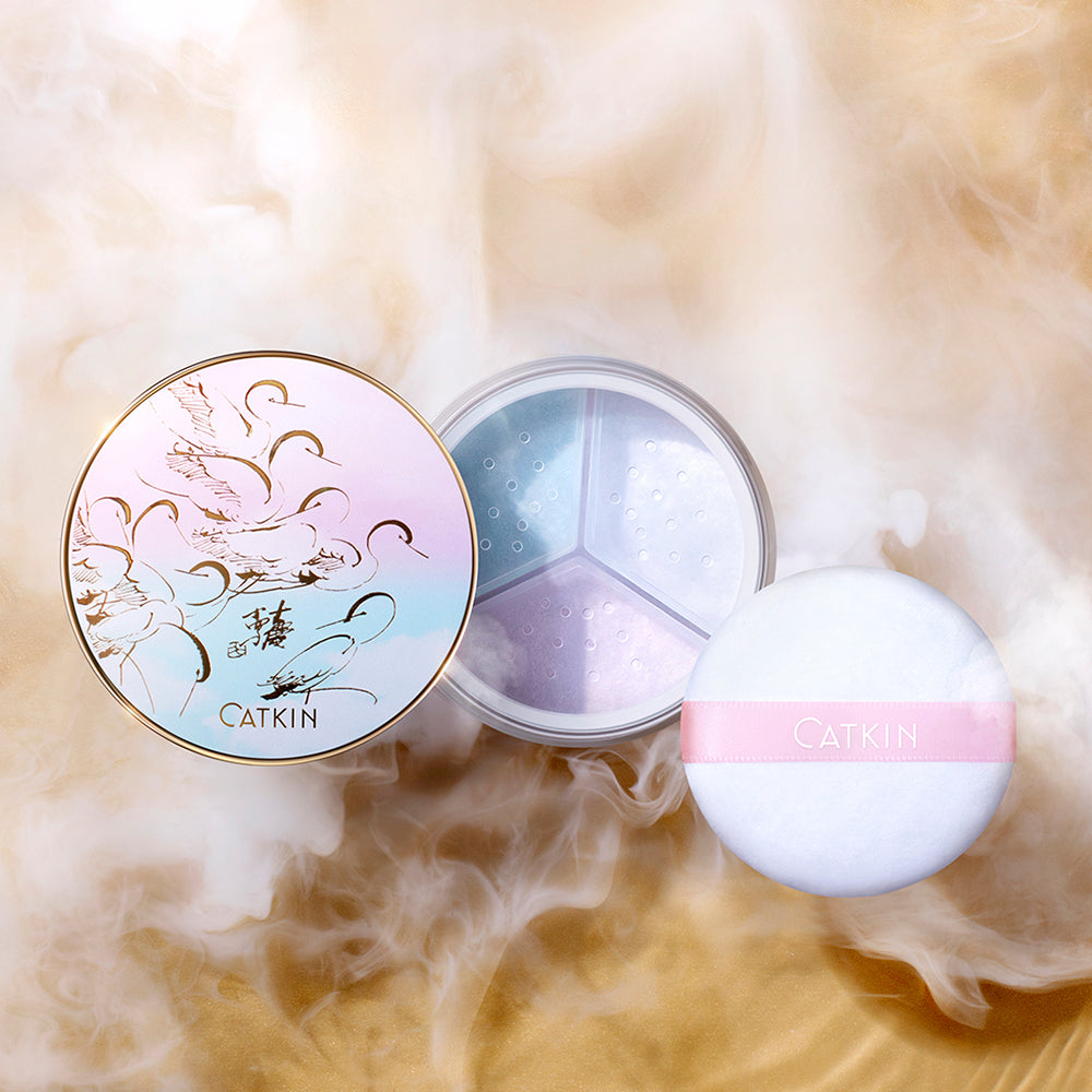 Catkin Lotus Tri-color Loose Setting Powder Weightless Oil-control Blurring Loose Powder