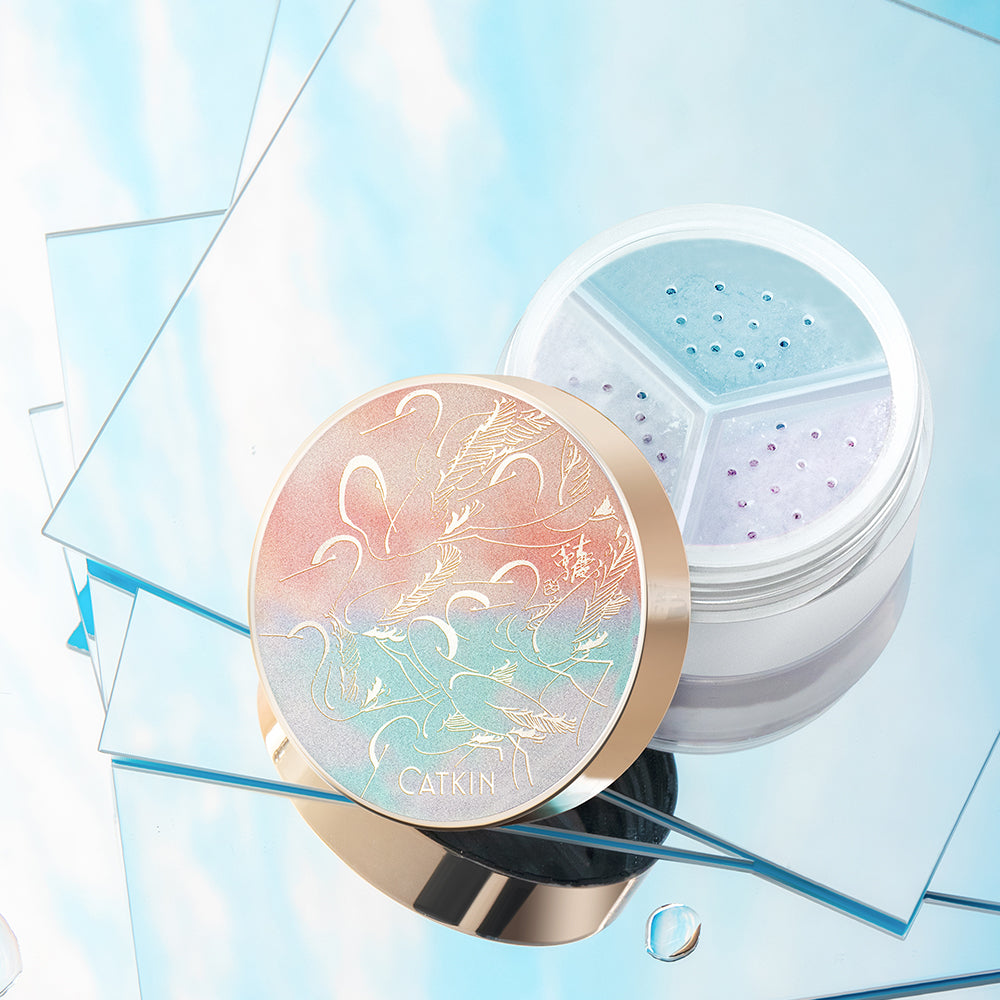 Catkin Lotus Tri-color Loose Setting Powder Weightless Oil-control Blurring Loose Powder