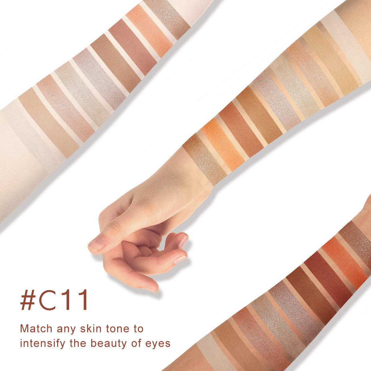 Catkin Forest 9 Colors Eyeshadow Palette C11 Natural Smokey Eye Makeup Matte Glitter Eyeshadow Palette