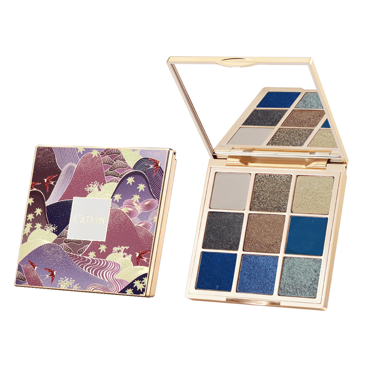 CATKIN 9 Pans Sparkly Blue Eyeshadow Palette C14 Colorful Highly Pigmented Matte Shimmer Long Lasting Eyeshadow